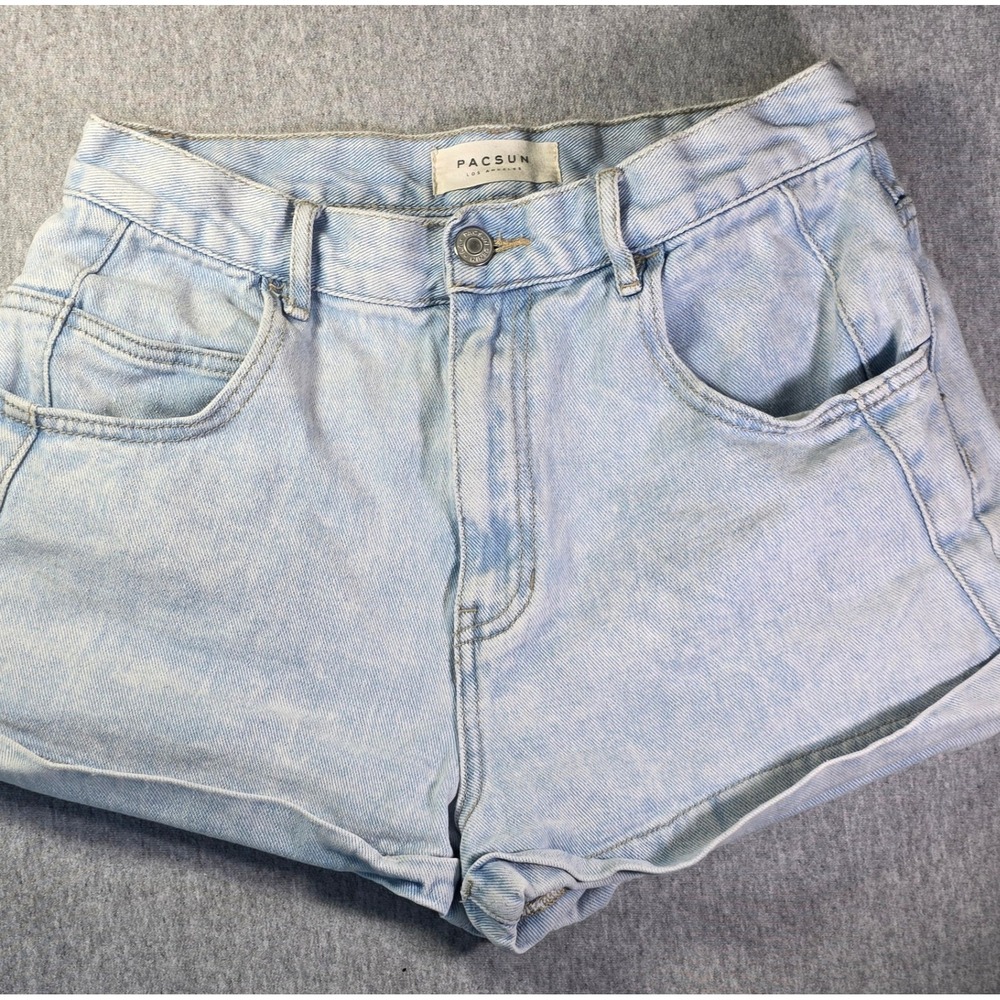 PacSun Mom Shorts Light Wash High Waisted Denim Blue Size 26